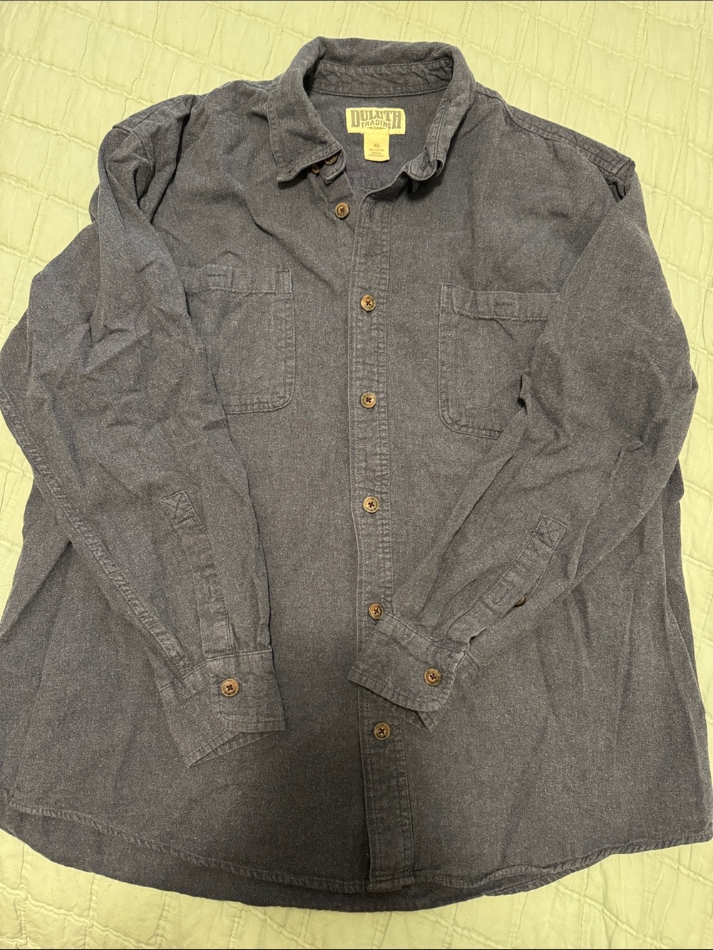 Duluth Trading Co Gray Long-Sleeve Cotton Work Shirt